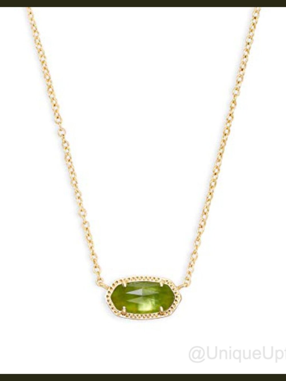 14k Gold-Plated Pendant Necklace Stationary Peridot 15" Chain Gift Box